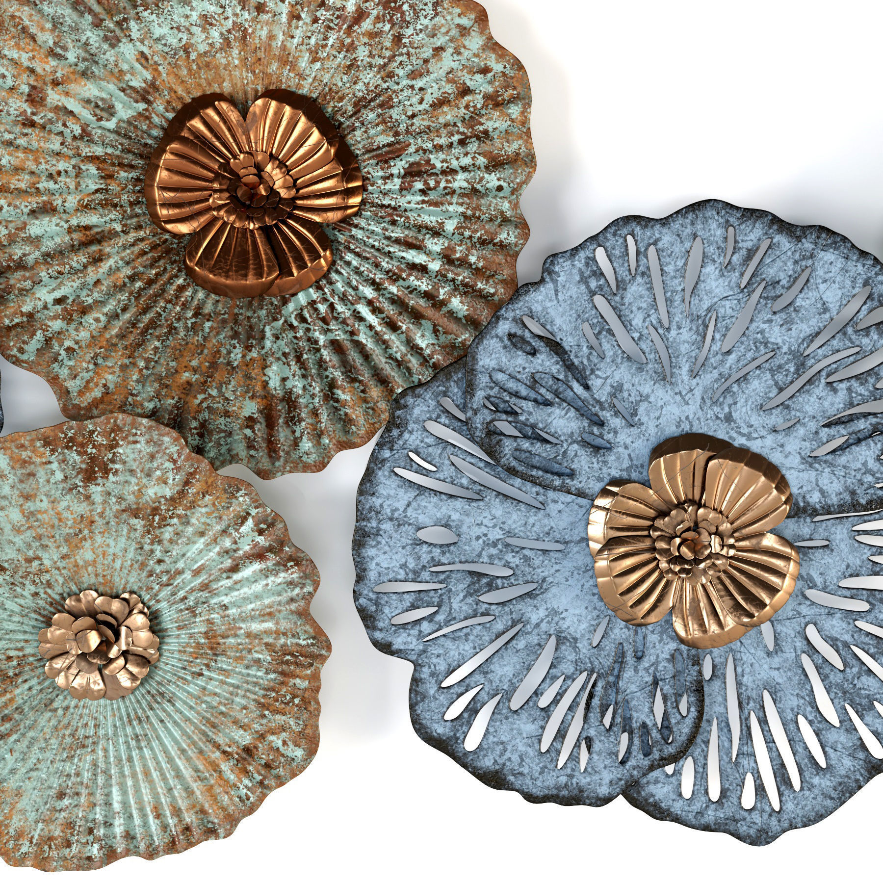 Multi-color Flower Wall Art Low-poly 3D model_2