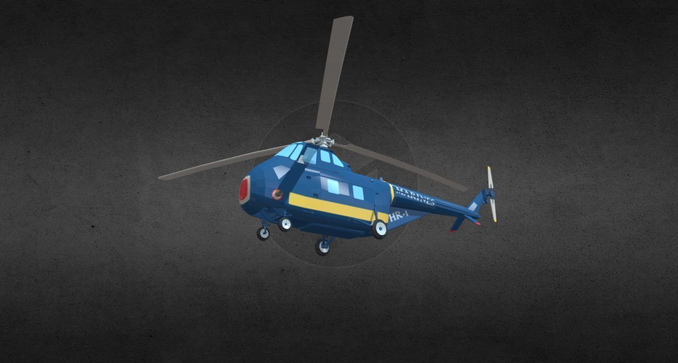 HRS-1 helicopter Low-poly 3D model_5