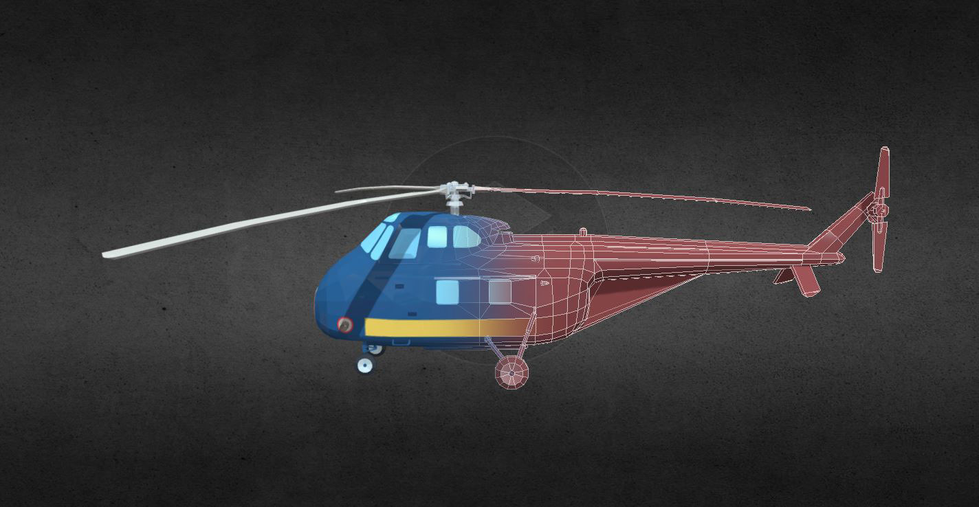 HRS-1 helicopter Low-poly 3D model_6
