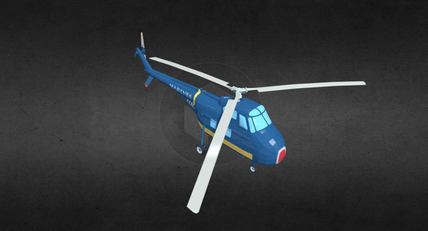 HRS-1 helicopter Low-poly 3D model_1