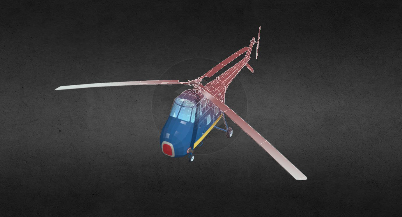 HRS-1 helicopter Low-poly 3D model_9