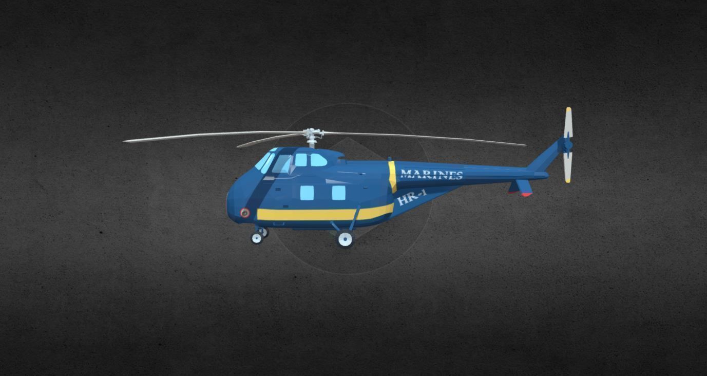 HRS-1 helicopter Low-poly 3D model_4