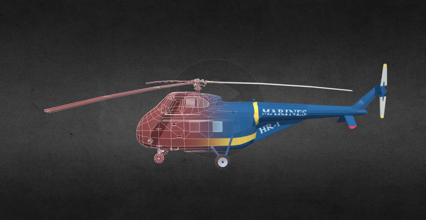 HRS-1 helicopter Low-poly 3D model_7