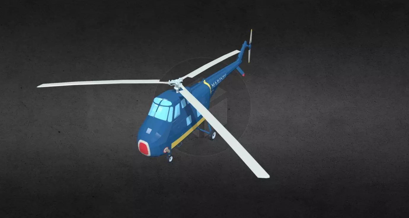 HRS-1 helicopter Low-poly 3D model_0