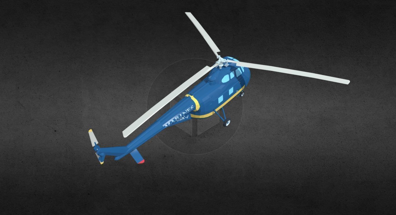 HRS-1 helicopter Low-poly 3D model_2
