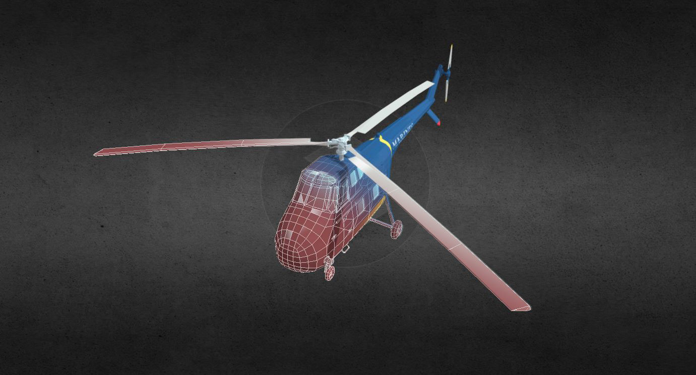 HRS-1 helicopter Low-poly 3D model_8