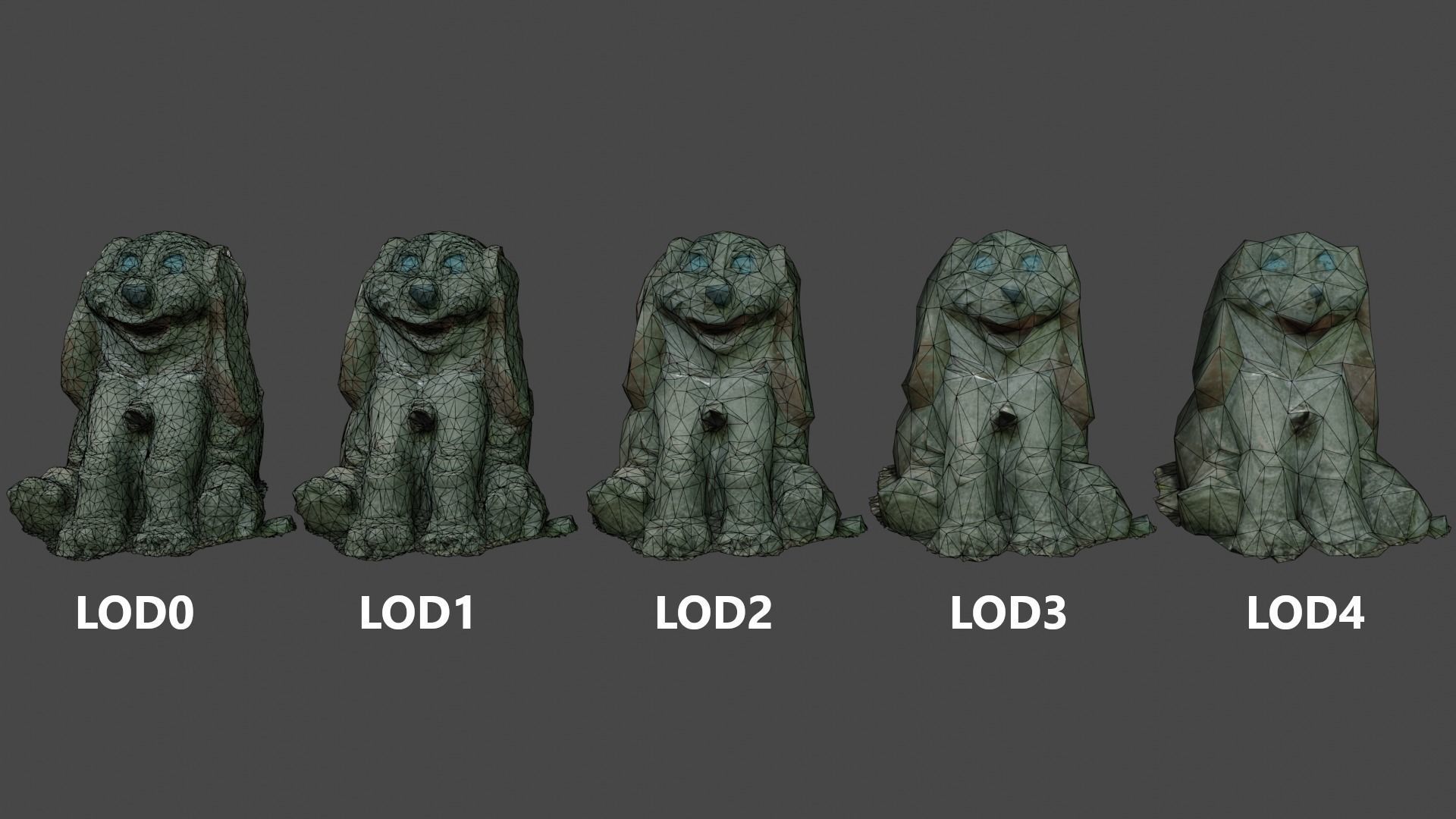 Puppy statue Low-poly 3D model_6