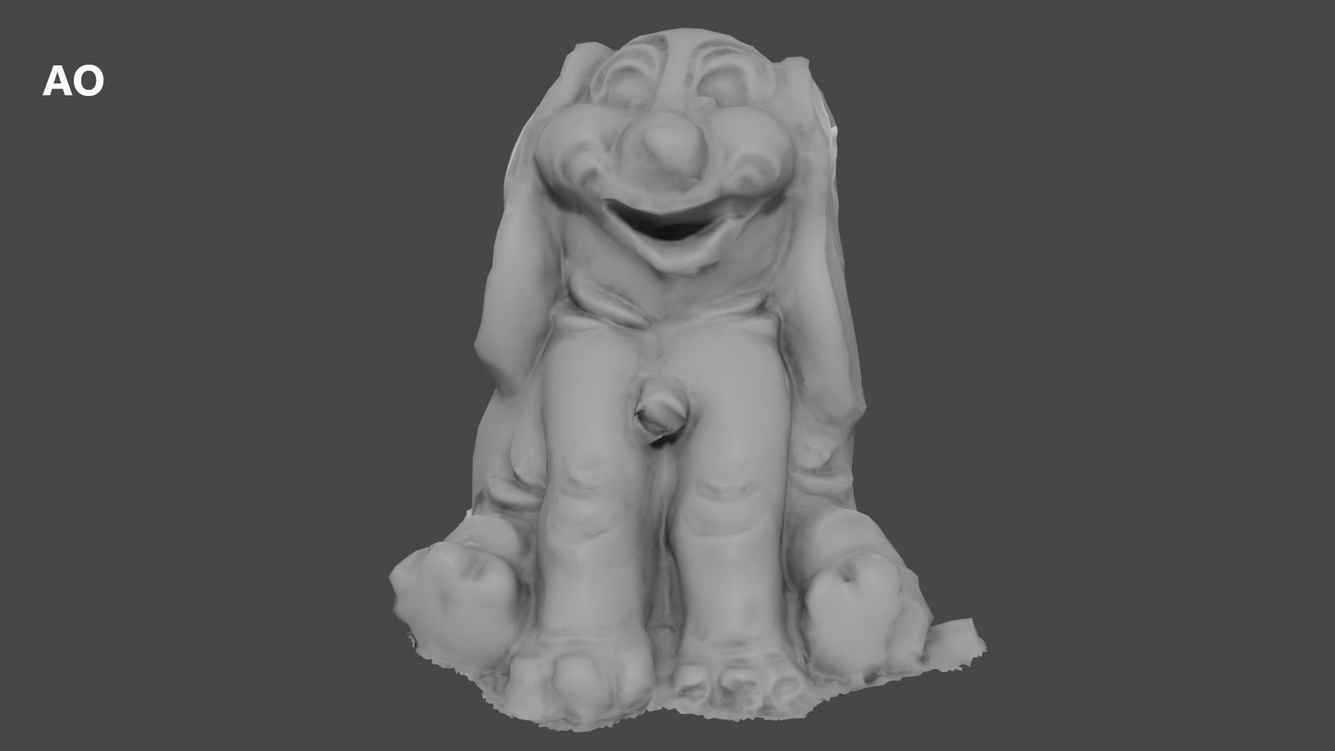 Puppy statue Low-poly 3D model_8