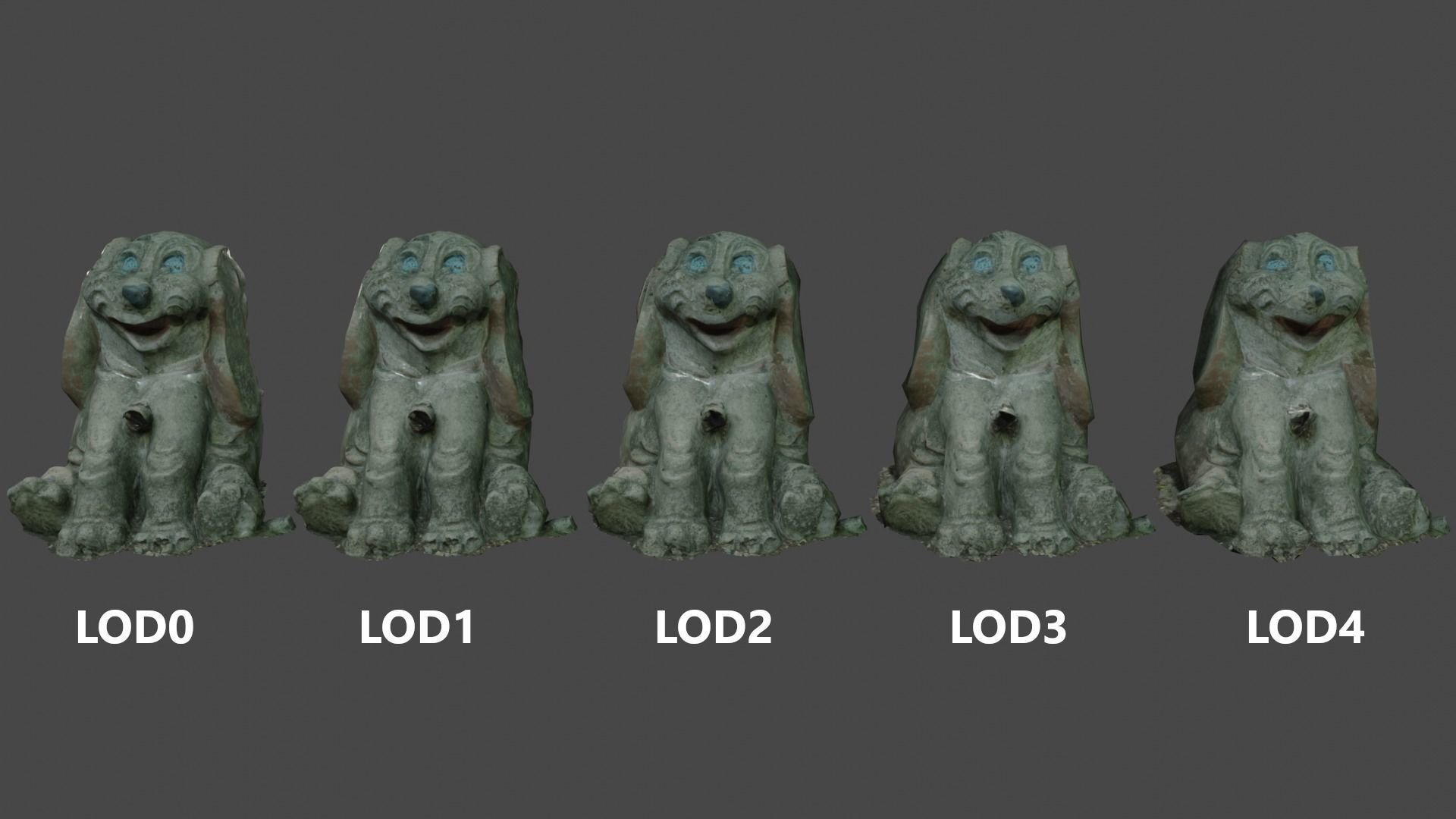 Puppy statue Low-poly 3D model_5