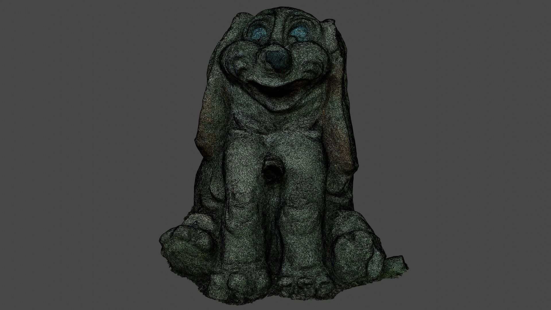 Puppy statue Low-poly 3D model_1
