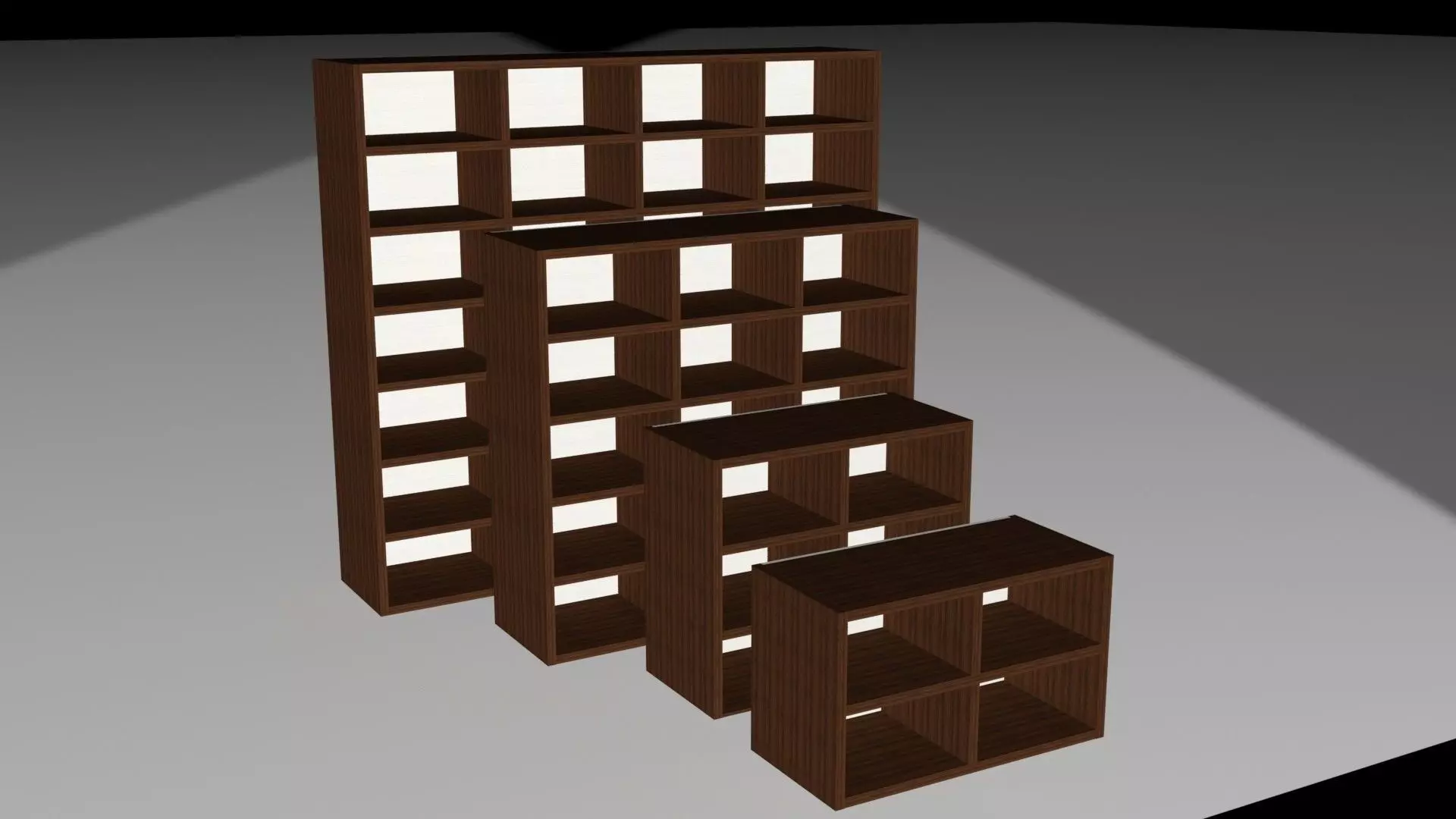 4 Piece Bookcase Set 3D model_0