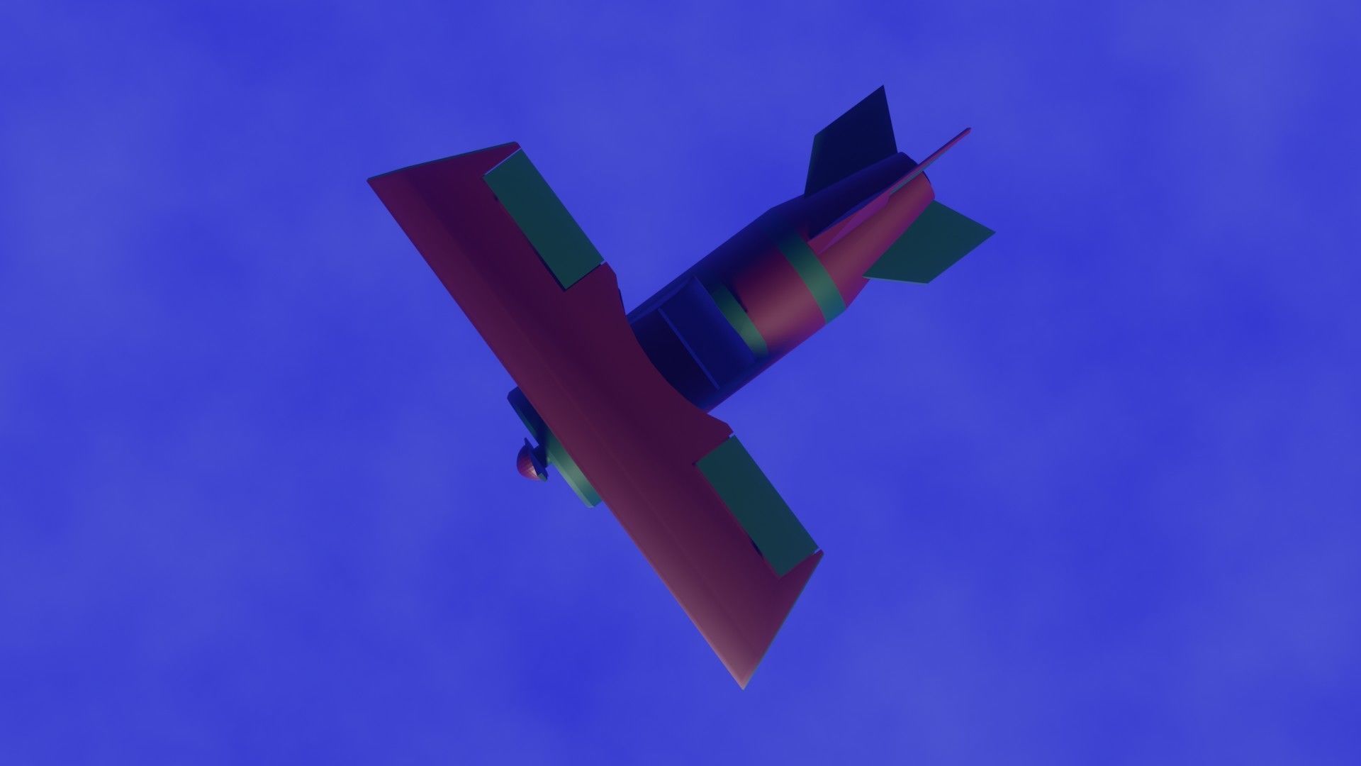 Biplane - Low Poly and Flat shaded and Rigged 3D model_6
