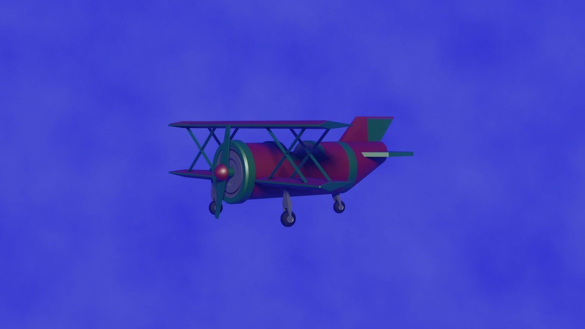 Biplane - Low Poly and Flat shaded and Rigged 3D model_4
