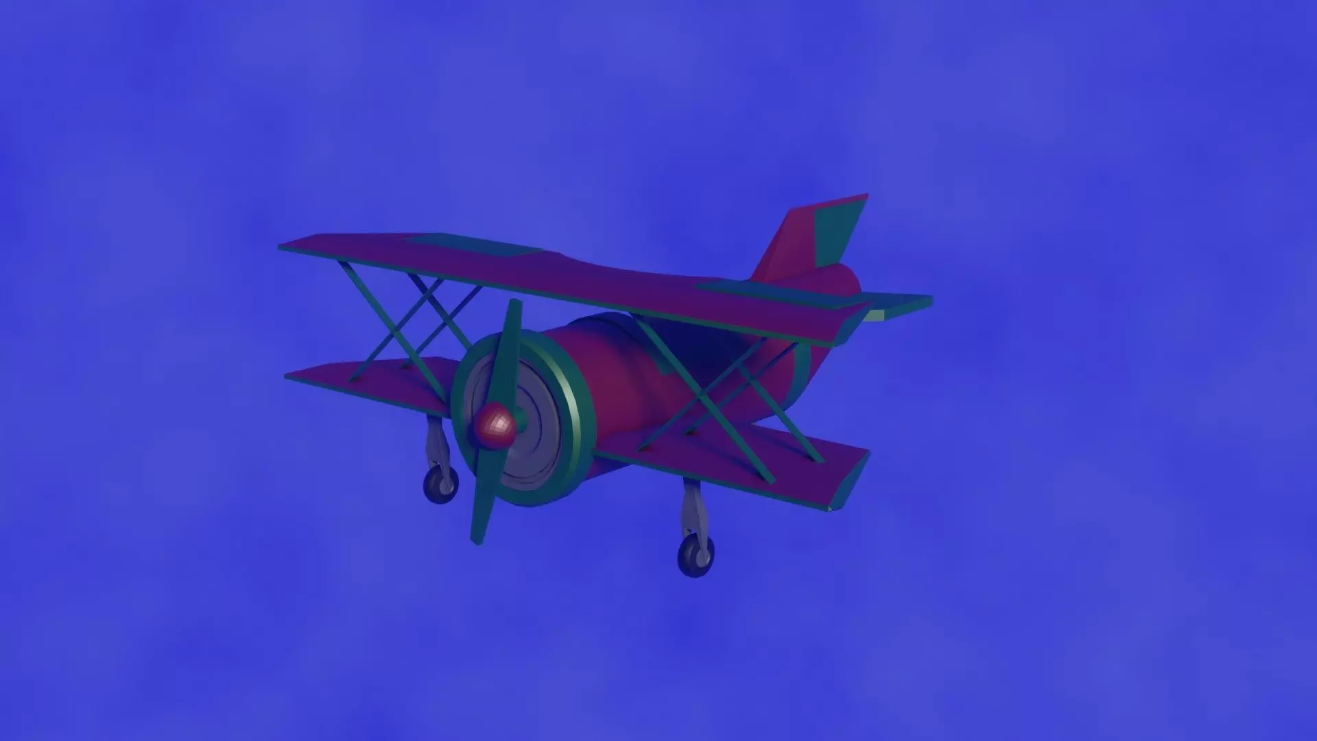 Biplane - Low Poly and Flat shaded and Rigged 3D model_0