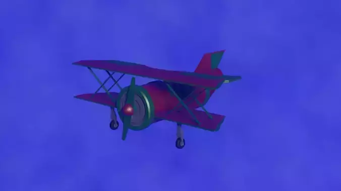 Biplane - Low Poly and Flat shaded and Rigged 3D model
