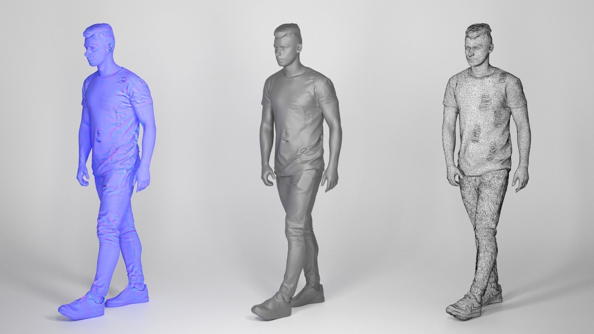 Handsome young man walking 142 Low-poly 3D model_3