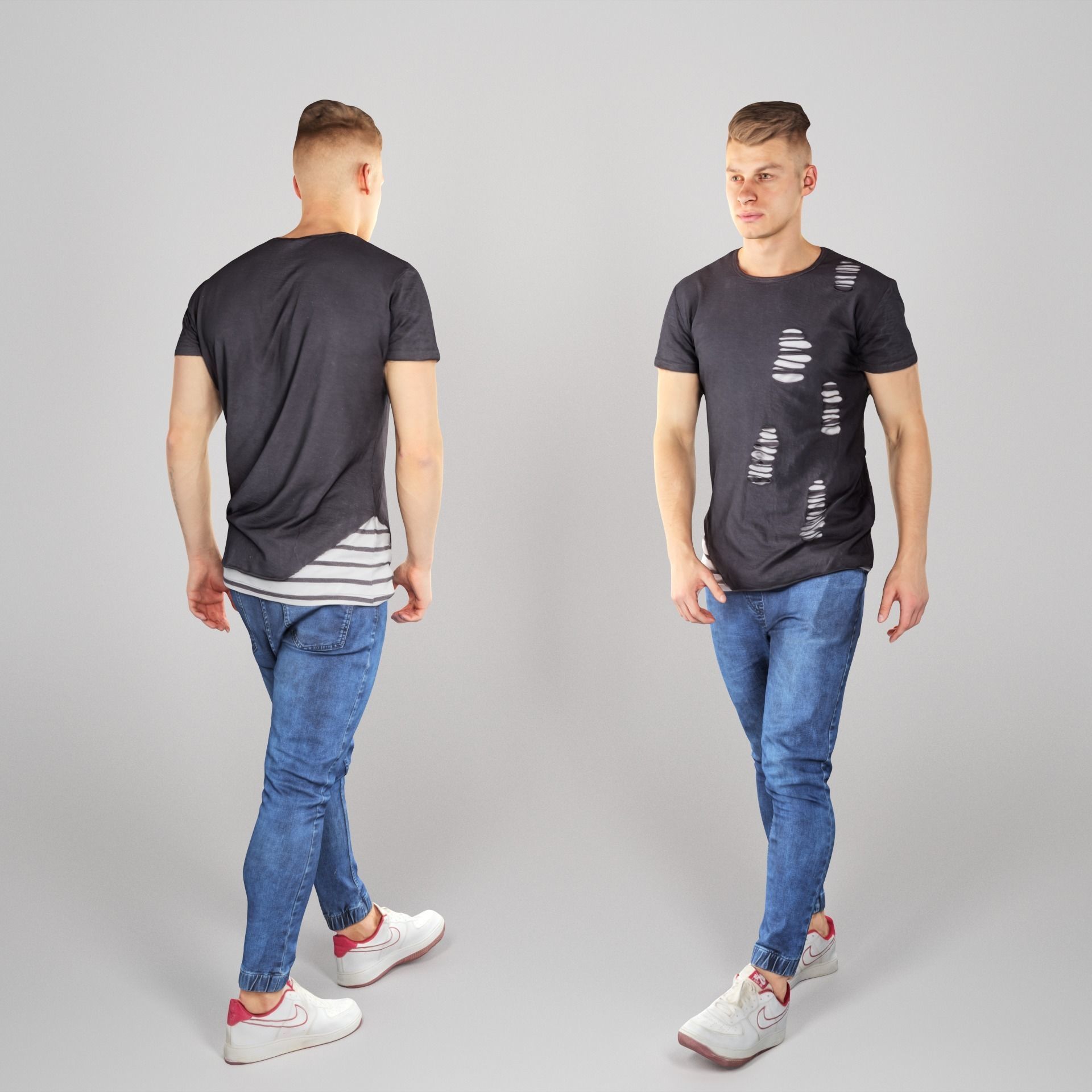 Handsome young man walking 142 Low-poly 3D model_1