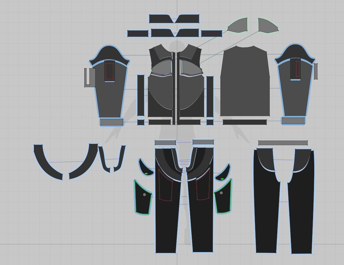 Cyberpunk jacket and pants 3D model_10