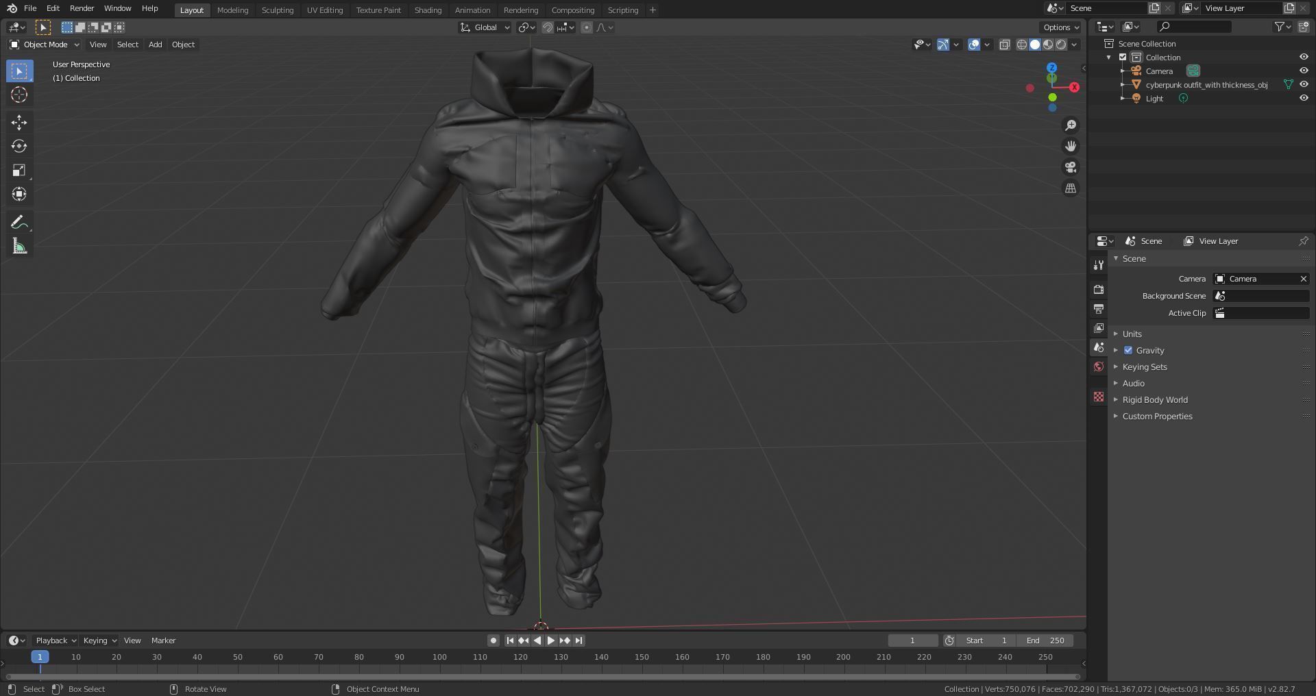 Cyberpunk jacket and pants 3D model_4