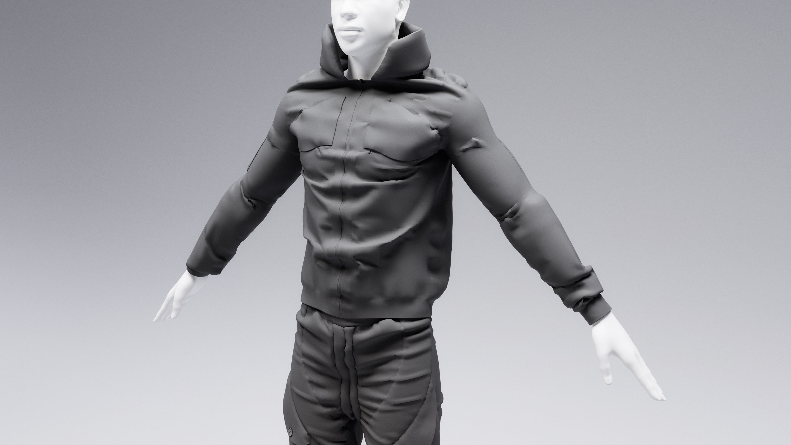 Cyberpunk jacket and pants 3D model_1