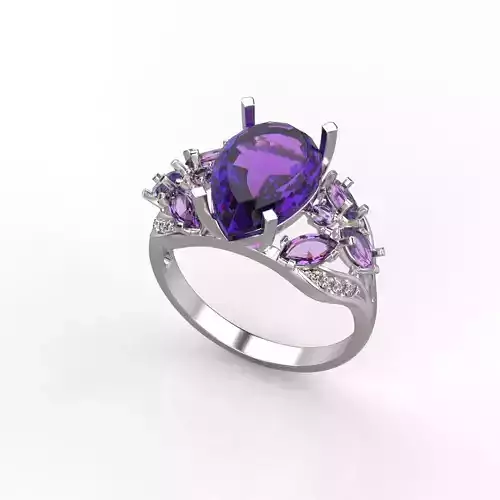 Women ring with gem pear cut 12x8 3dm stl 