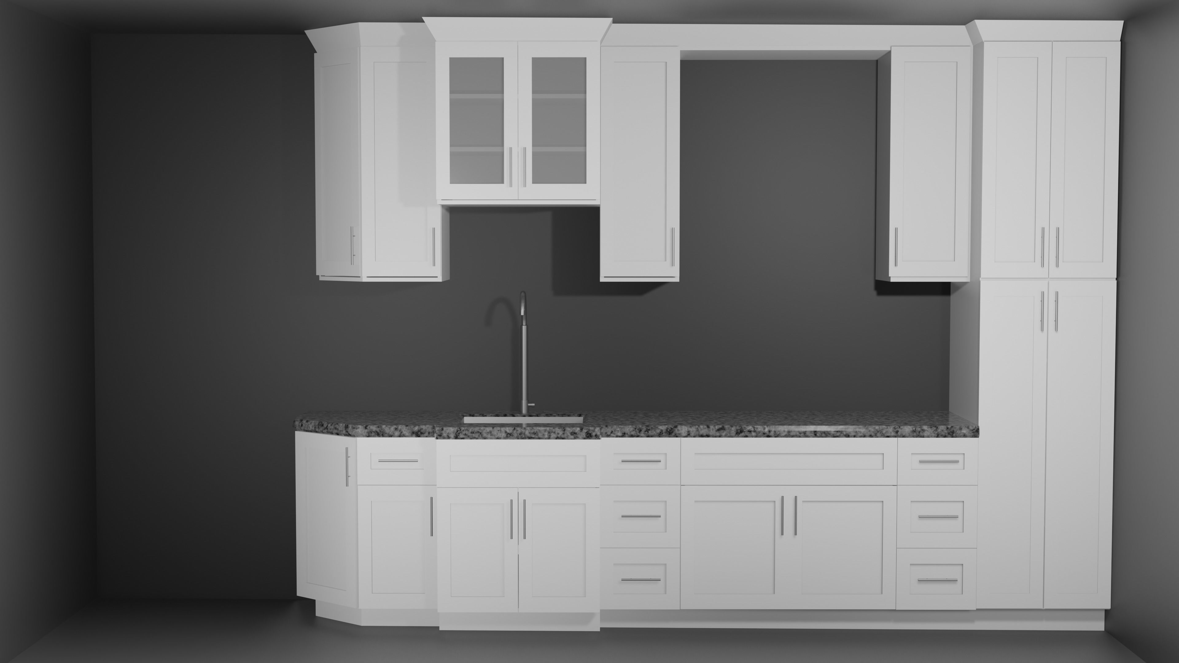 Kitchen set with cabinets and counter tops Free low-poly 3D model