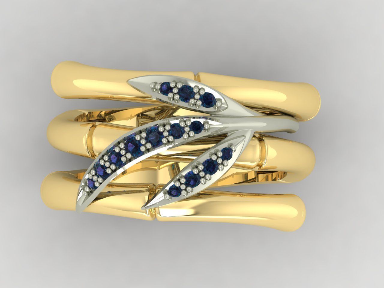 Ring with a silver twig 3D model_1