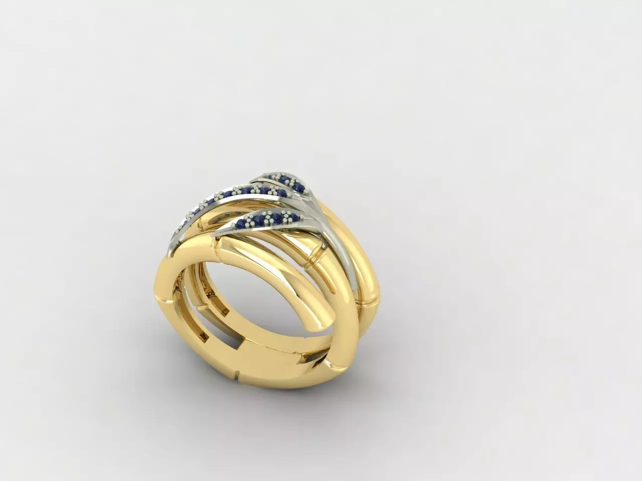 Ring with a silver twig 3D model_0