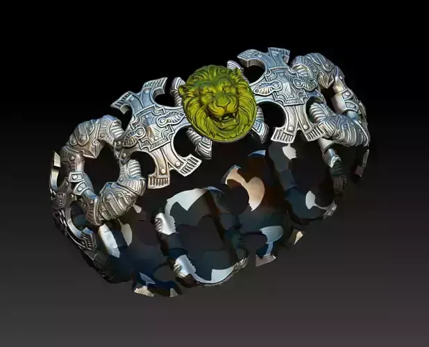 Heavy Samurai Man King Lion Craved Detailed Bracelet Jewel 3D print model