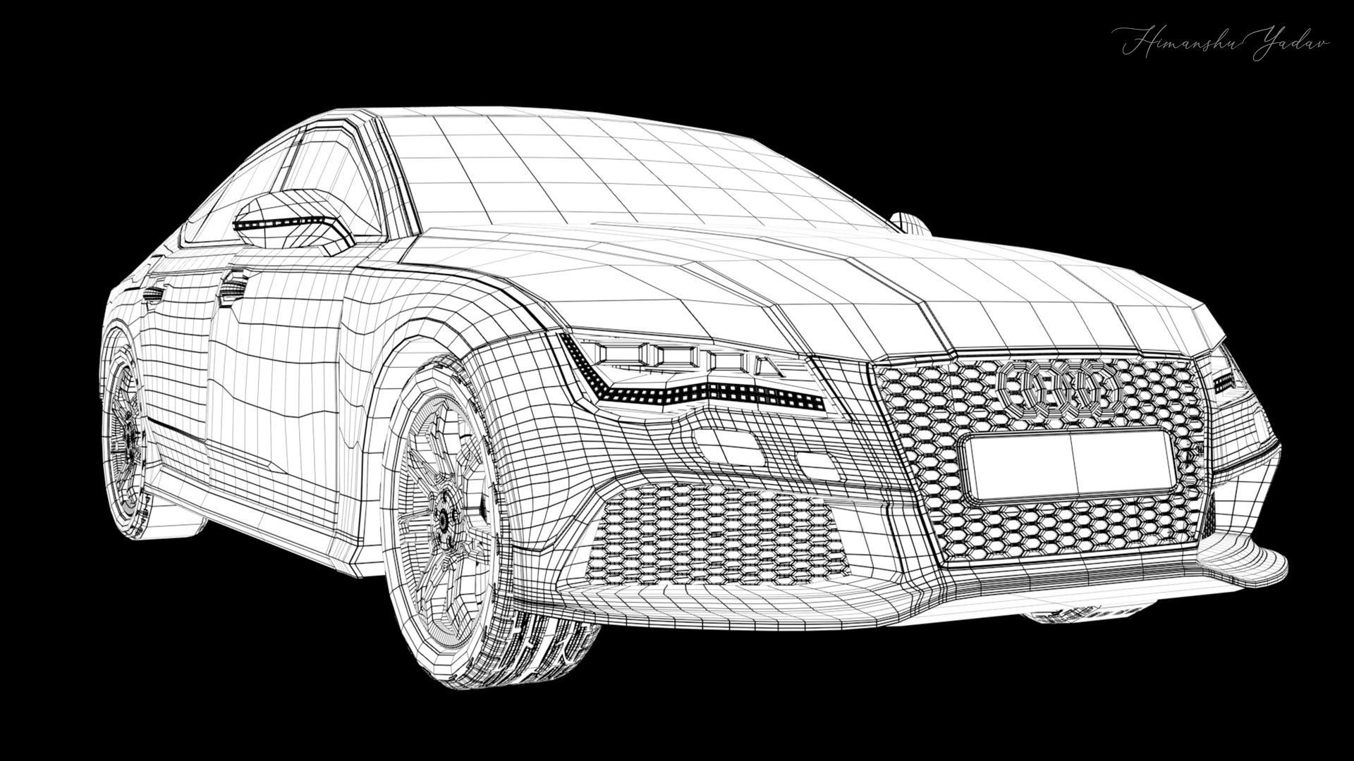 Car - Audi RS7 Sportsback   Low-poly 3D model_2