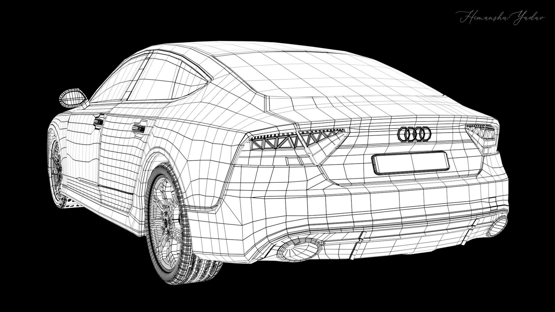 Car - Audi RS7 Sportsback   Low-poly 3D model_3