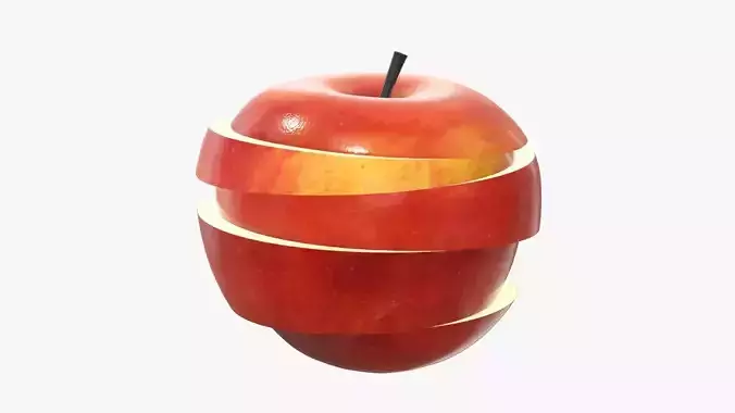 Sliced apple fruit 3D model