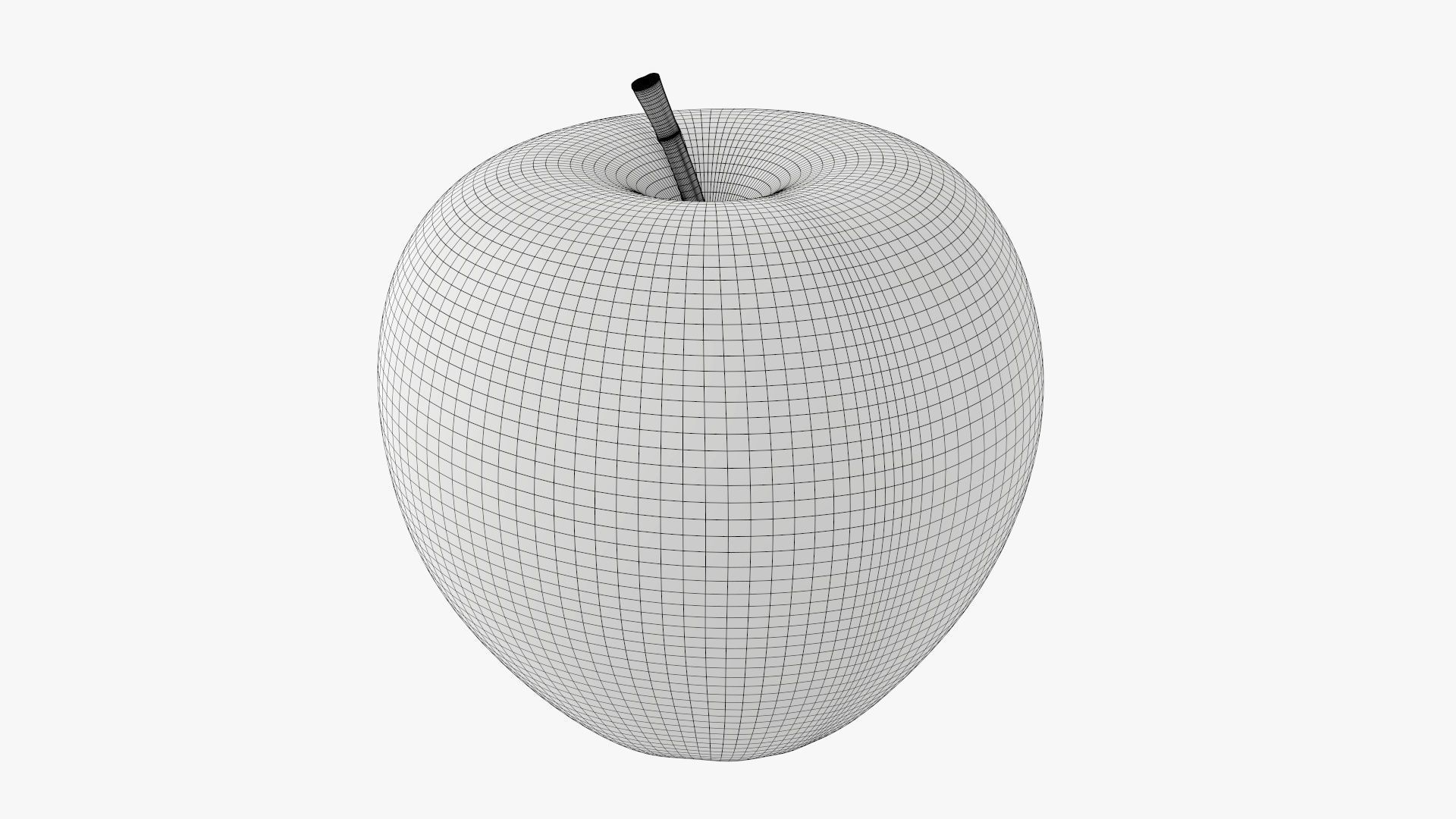 Apple fruit with heart shaped cut out 3D model_9
