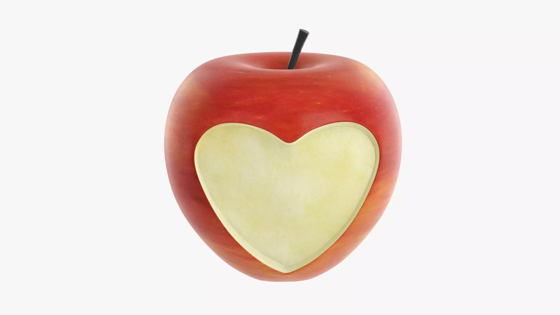 Apple fruit with heart shaped cut out 3D model_0