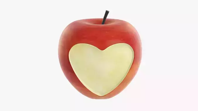 Apple fruit with heart shaped cut out 3D model