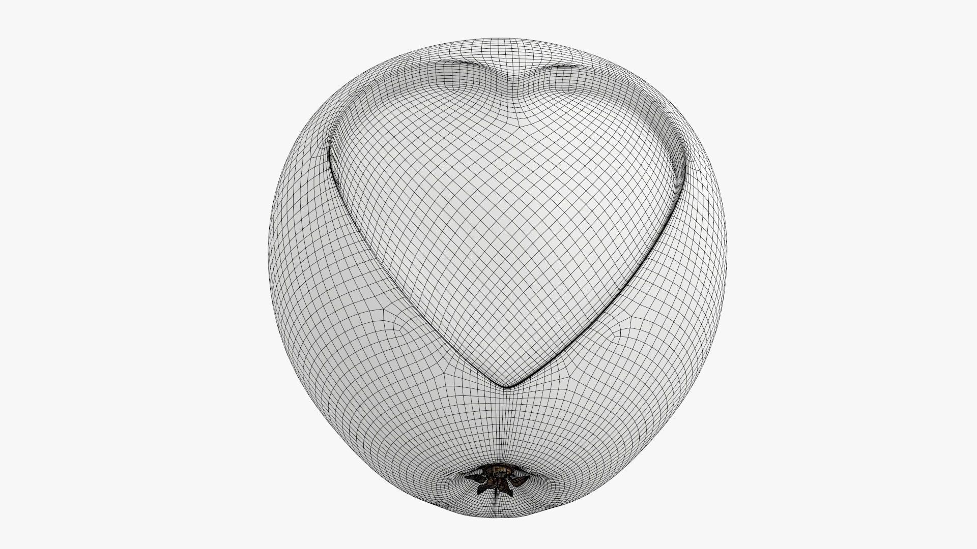 Apple fruit with heart shaped cut out 3D model_7