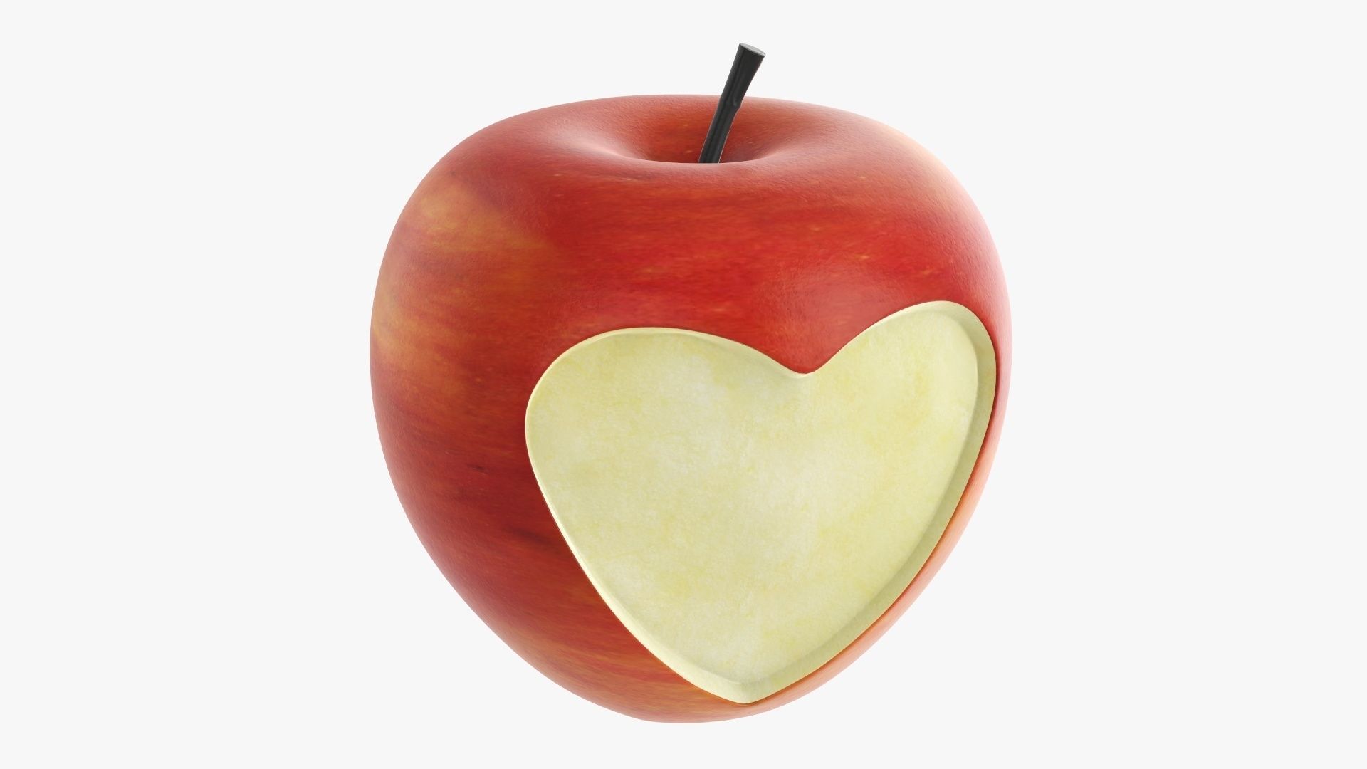Apple fruit with heart shaped cut out 3D model_1