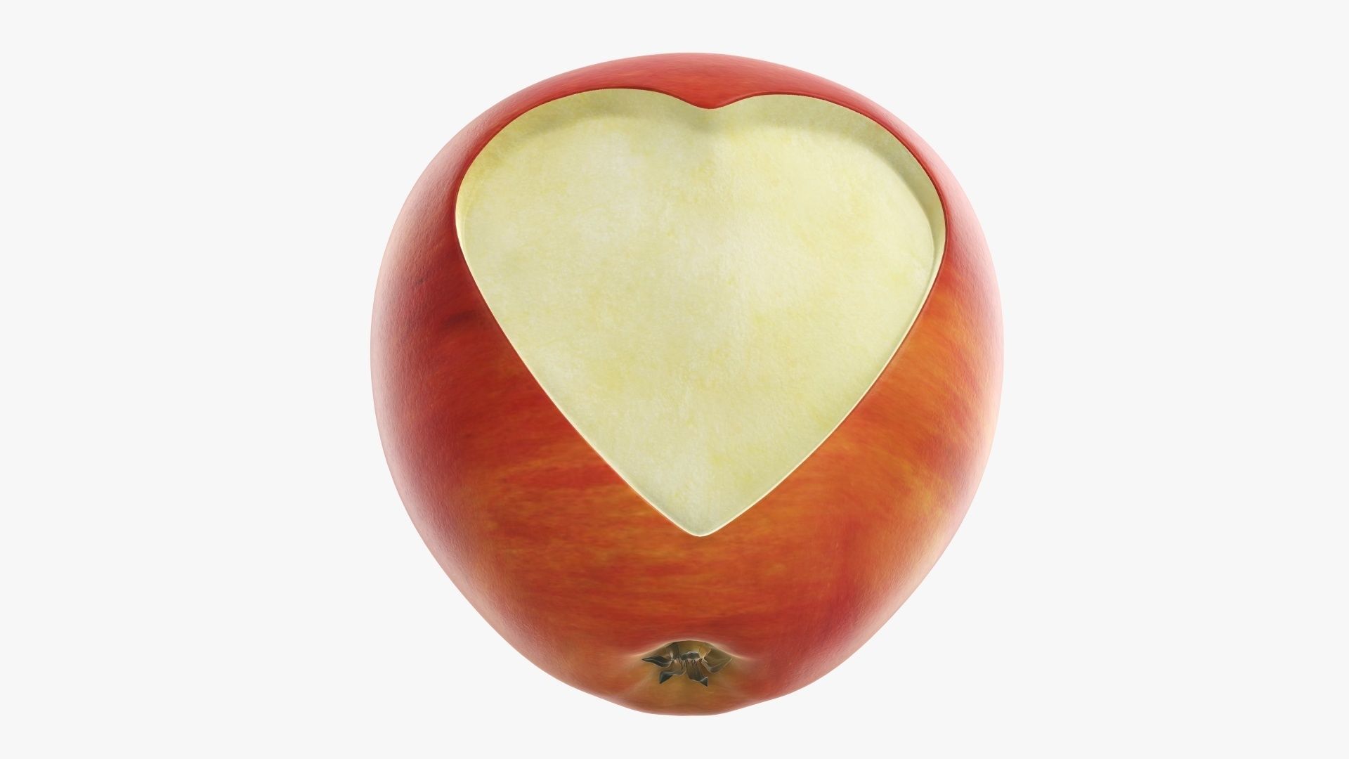 Apple fruit with heart shaped cut out 3D model_2