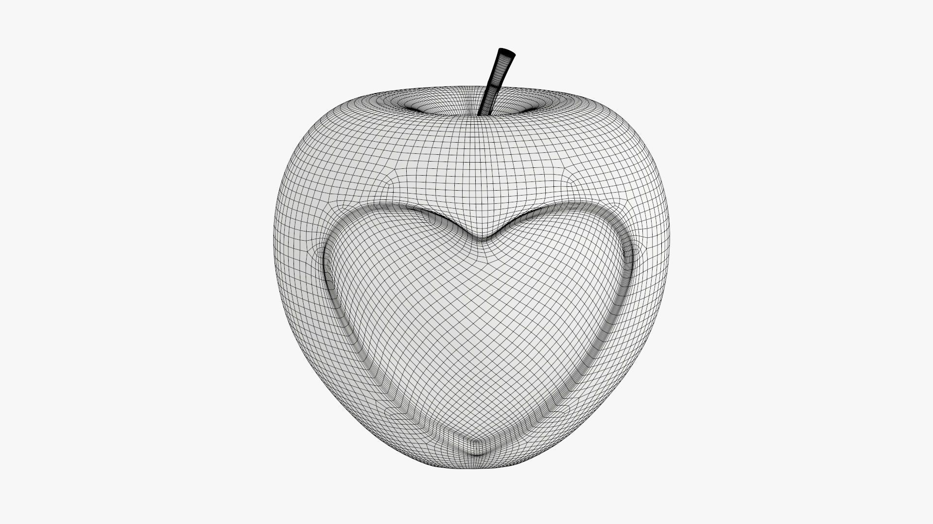 Apple fruit with heart shaped cut out 3D model_5