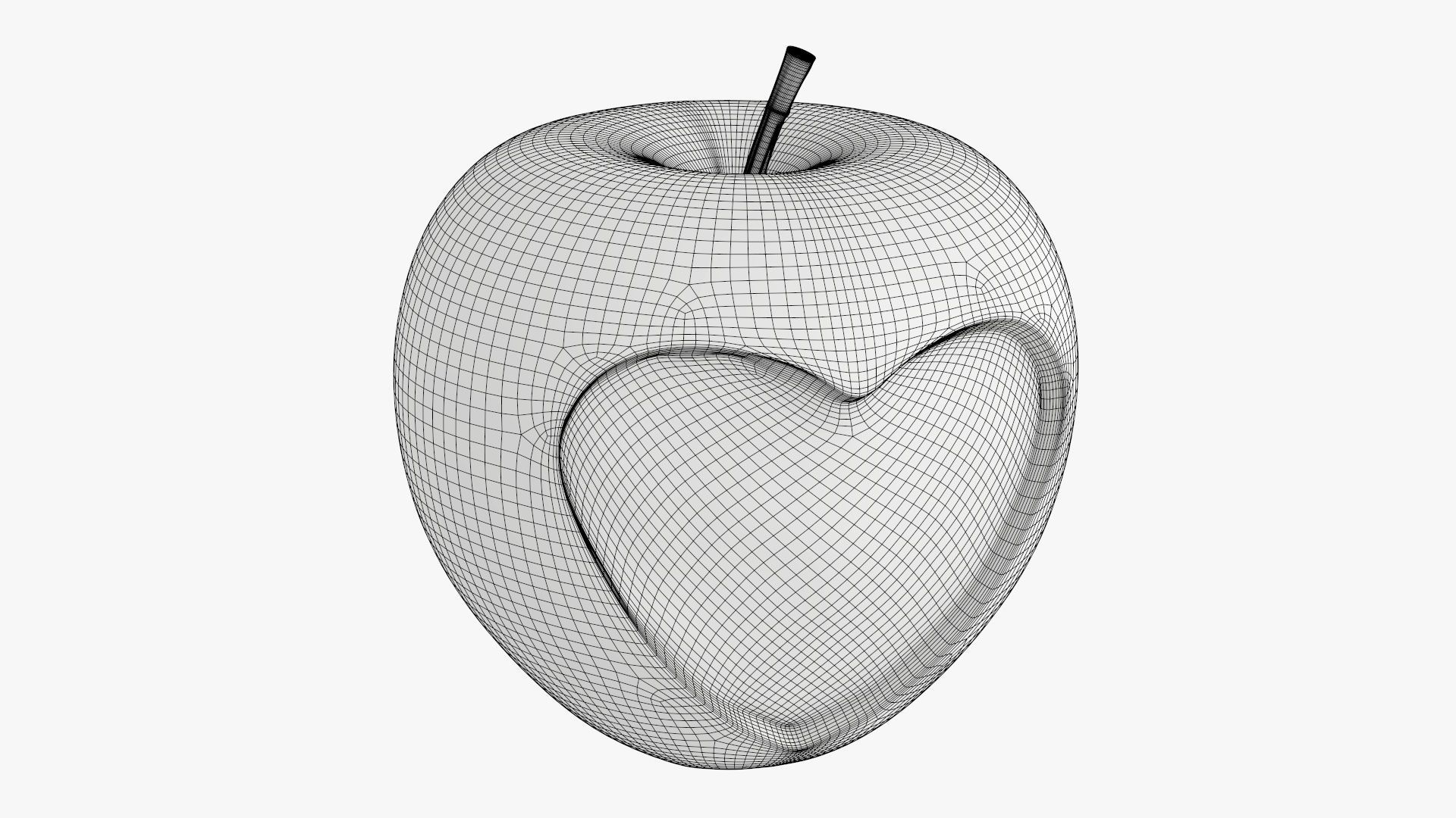 Apple fruit with heart shaped cut out 3D model_6