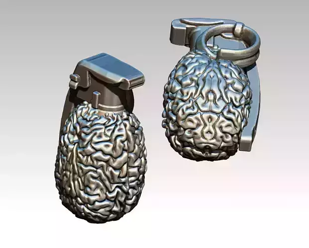 human Brain grenade highpoly modern art  3D print model