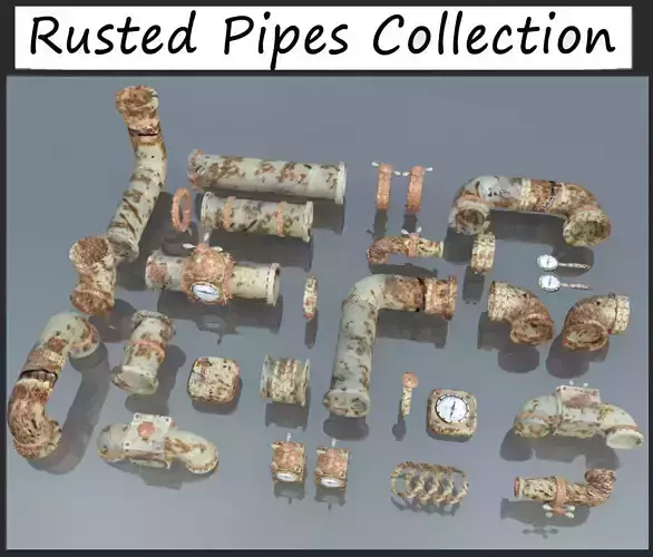 Rusted Pipes Plumbing Stock Low-poly 3D model