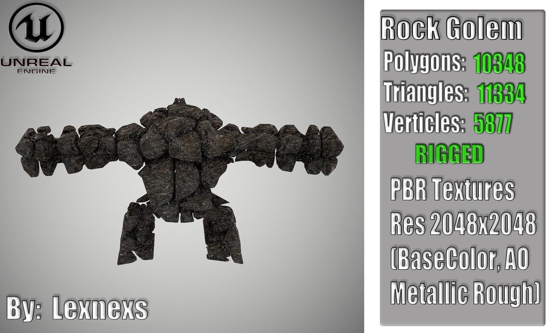 Rock Golem Low-poly 3D model