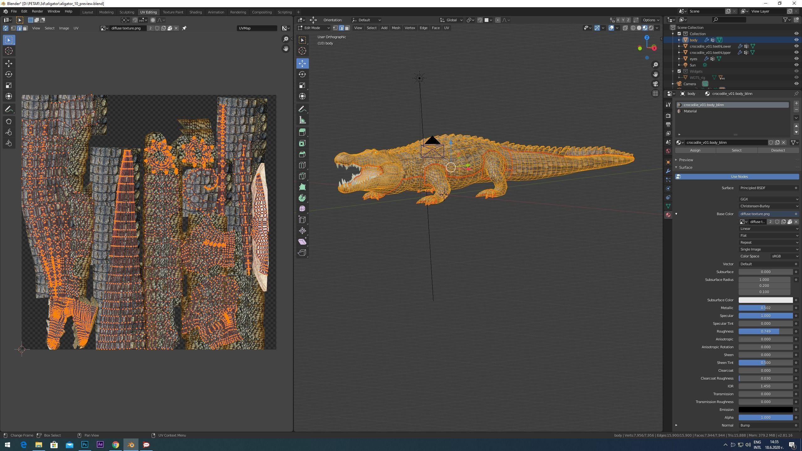 Aligator crocodile 3D model_4