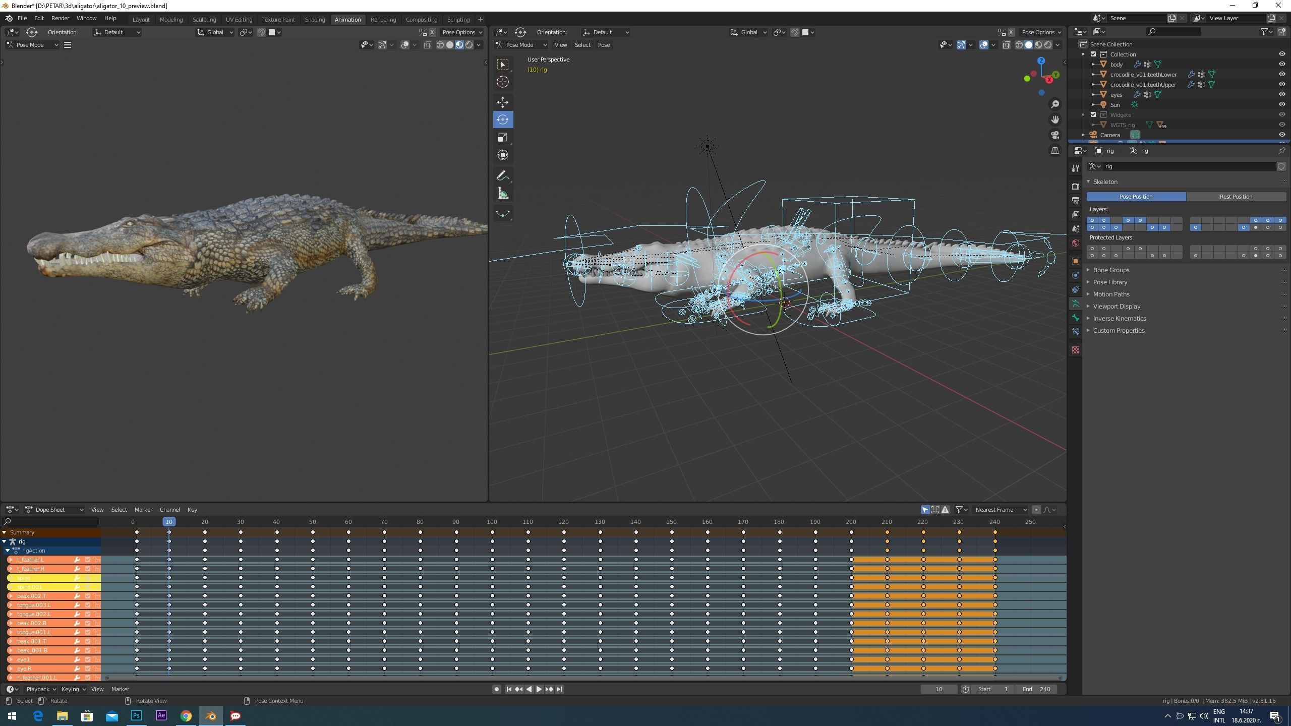 Aligator crocodile 3D model_6