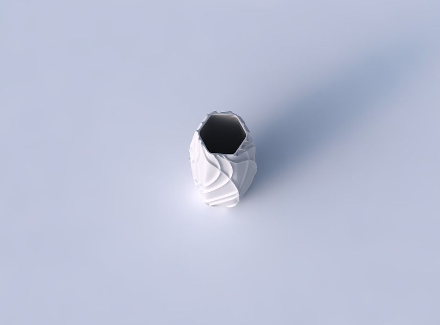 Vase hexagon with wavy sparse extruded lines 3D print model_2