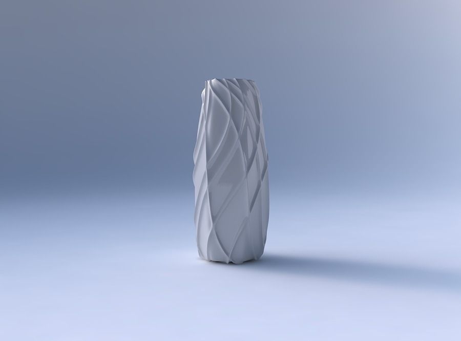Vase hexagon with wavy sparse extruded lines 3D print model_4