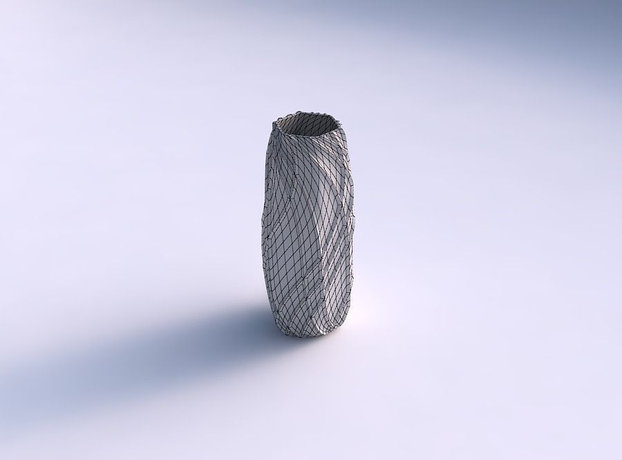 Vase hexagon with wavy sparse extruded lines 3D print model_5