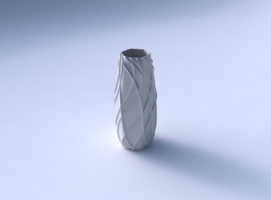 Vase hexagon with wavy sparse extruded lines 3D print model_3