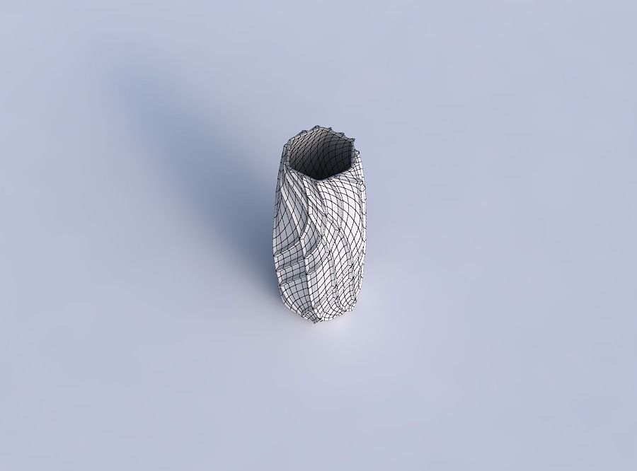 Vase hexagon with wavy sparse extruded lines 3D print model_6
